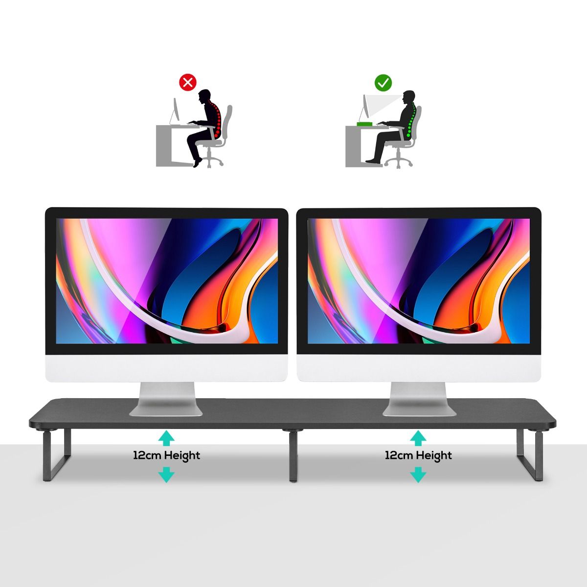 activiva Black Dual Monitor Riser V186-ACA-MSTD-03BLK