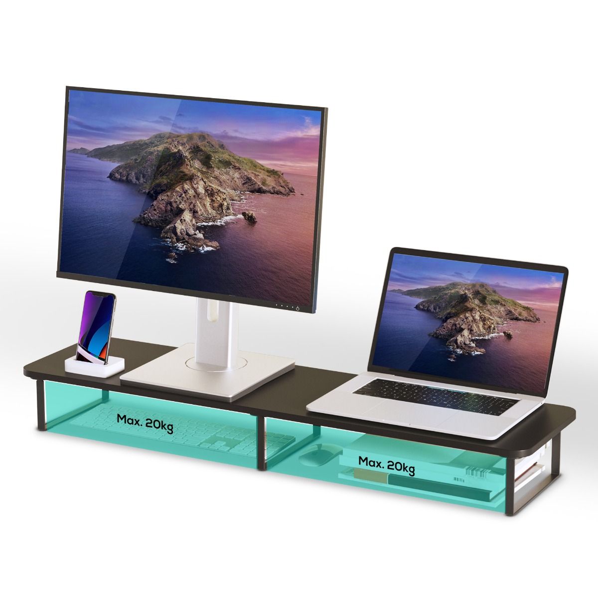 activiva Black Dual Monitor Riser V186-ACA-MSTD-03BLK