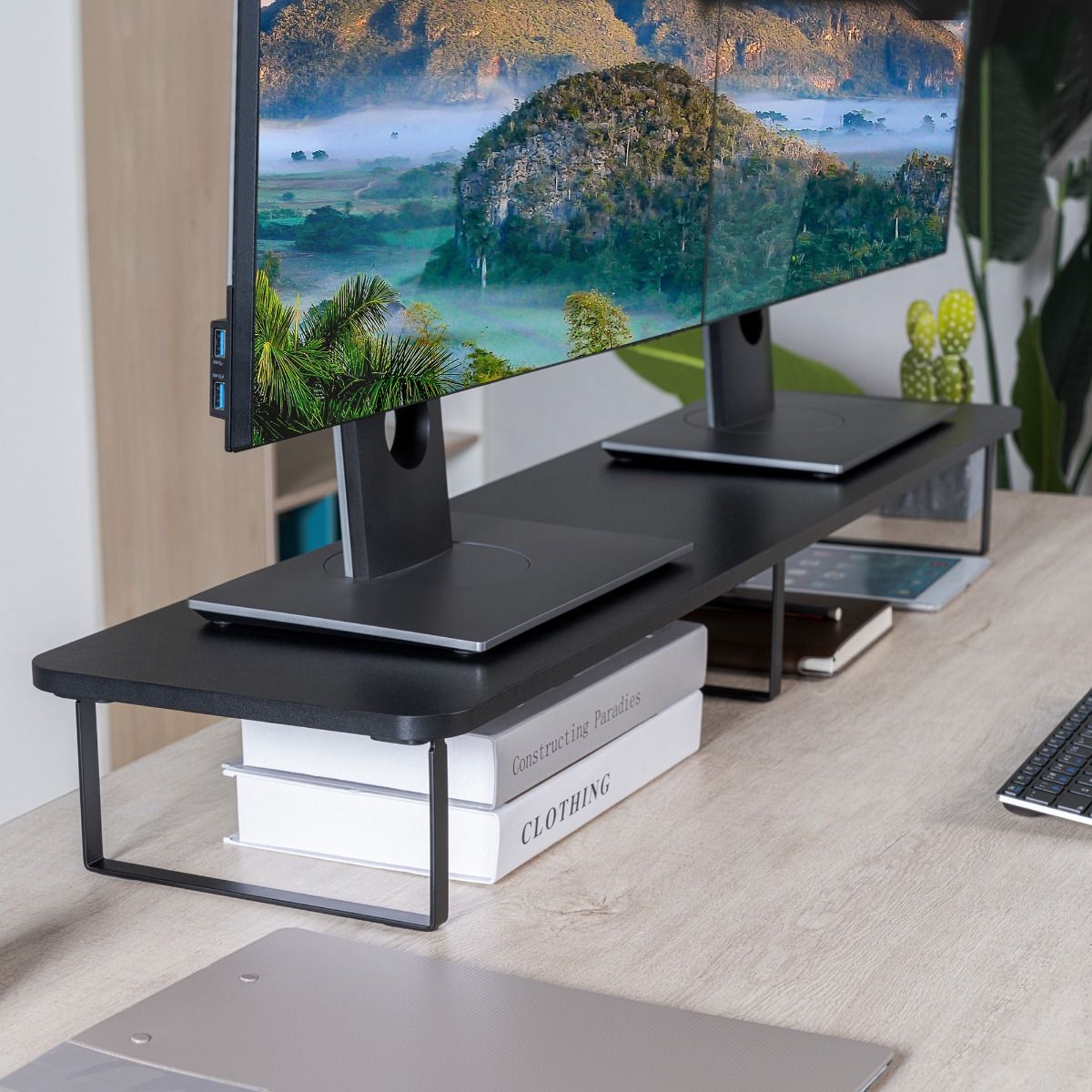 activiva Black Dual Monitor Riser V186-ACA-MSTD-03BLK