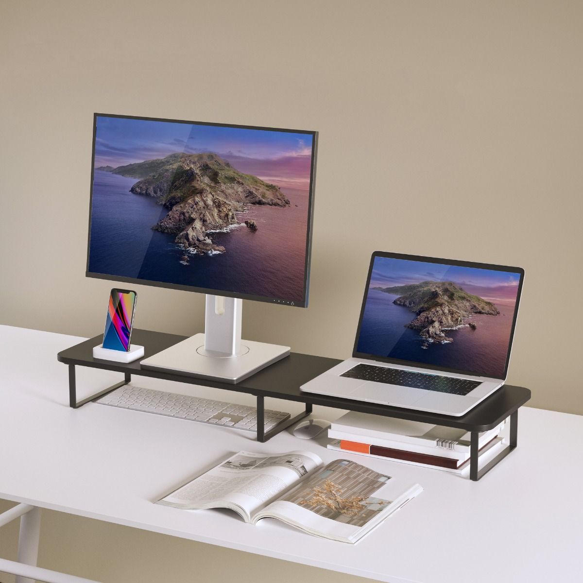 activiva Black Dual Monitor Riser V186-ACA-MSTD-03BLK