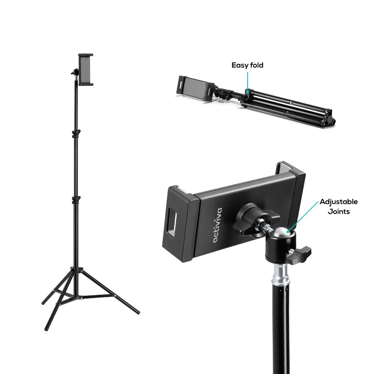 activiva Universal Tablet and Smartphone Tripod V186-ACA-TSTD-05BLK