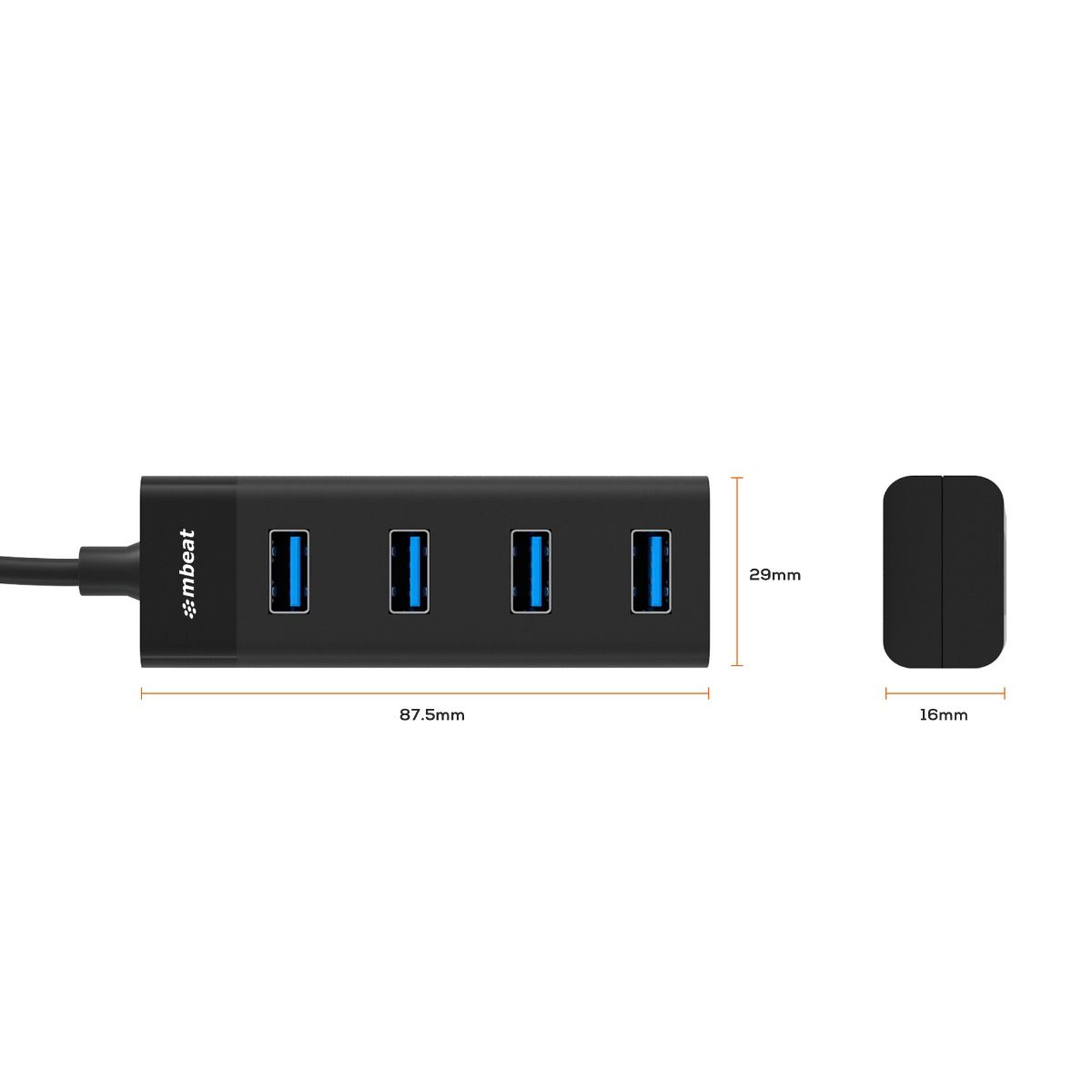 mbeat 4-Port USB-C Hub with USB-C DC Port V186-MB-C3H-5K