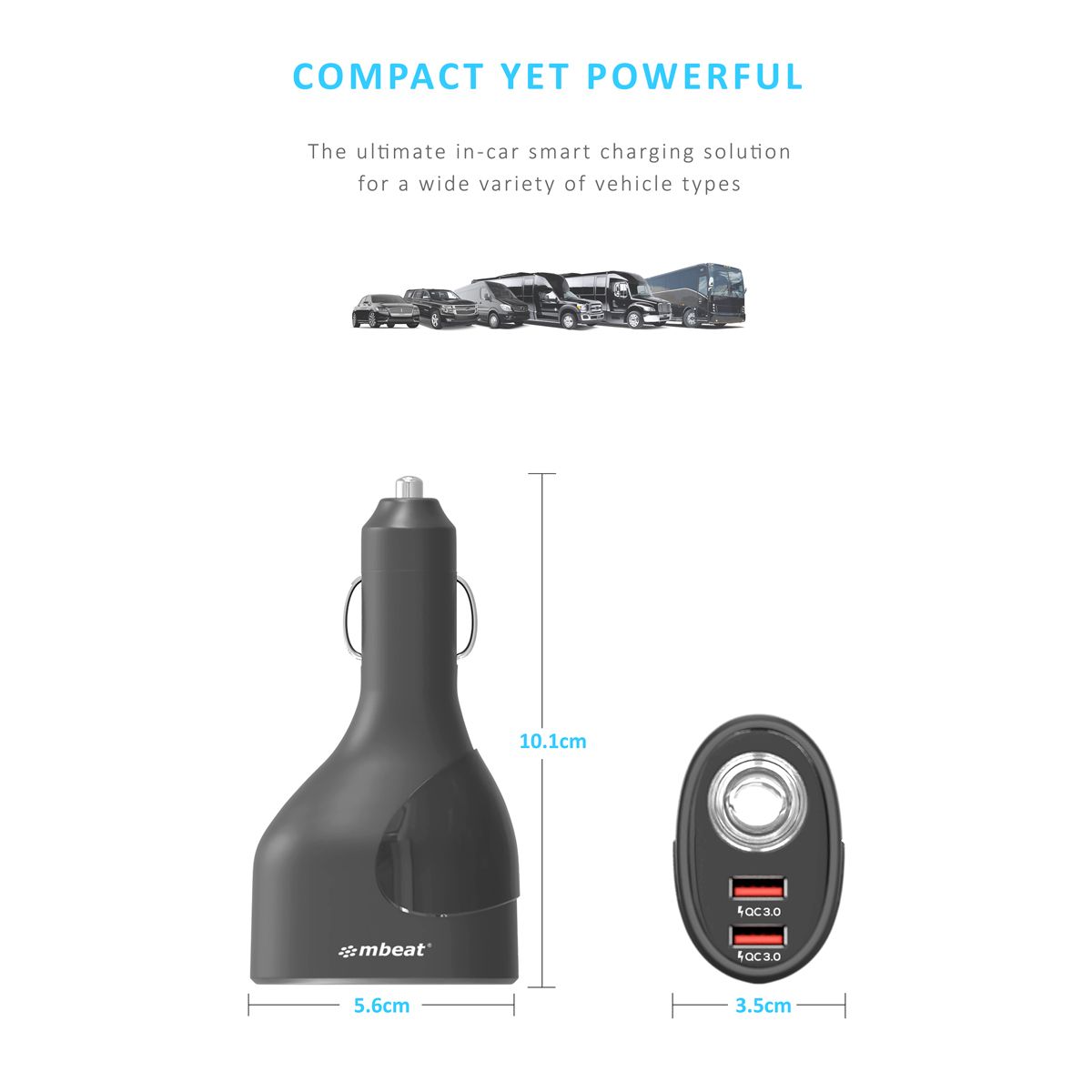 mbeat Gorilla Power Dual Port QC 3.0 Car Charger With Cigar Lighter Socket V186-MB-CHGR-C18