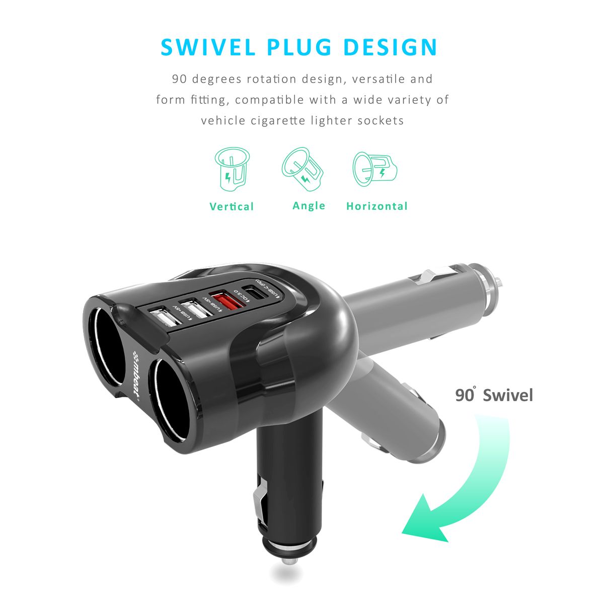 mbeat Gorilla Power 4 Ports USB-C & QC 3.0 Car Charger V186-MB-CHGR-C38