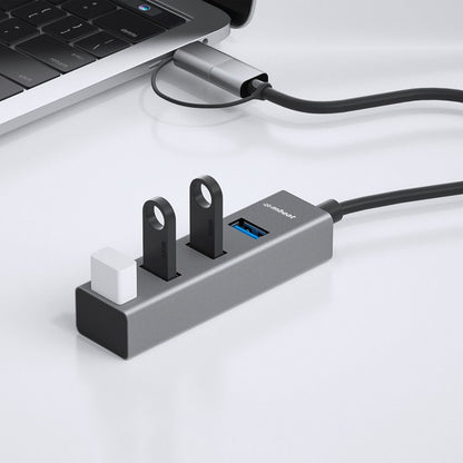 mbeat 4-Port USB 3.0 Hub with 2-in-1 USB 3.0 & USB-C Converter - Space Grey V186-MB-CU3H-4G