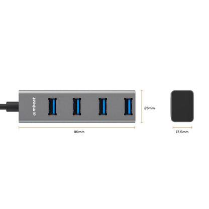 mbeat 4-Port USB 3.0 Hub with 2-in-1 USB 3.0 & USB-C Converter - Space Grey V186-MB-CU3H-4G