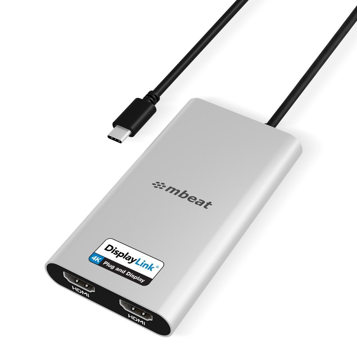mbeat USB-C Dual 4K HDMI DisplayLink Adapter with PD Pass-through V186-MB-DLA-CD2H