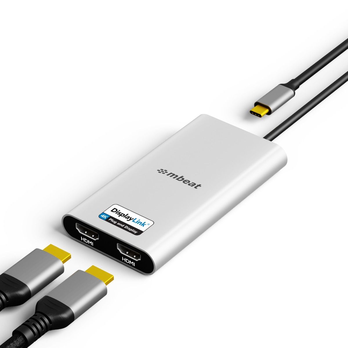 mbeat USB-C Dual 4K HDMI DisplayLink Adapter with PD Pass-through V186-MB-DLA-CD2H