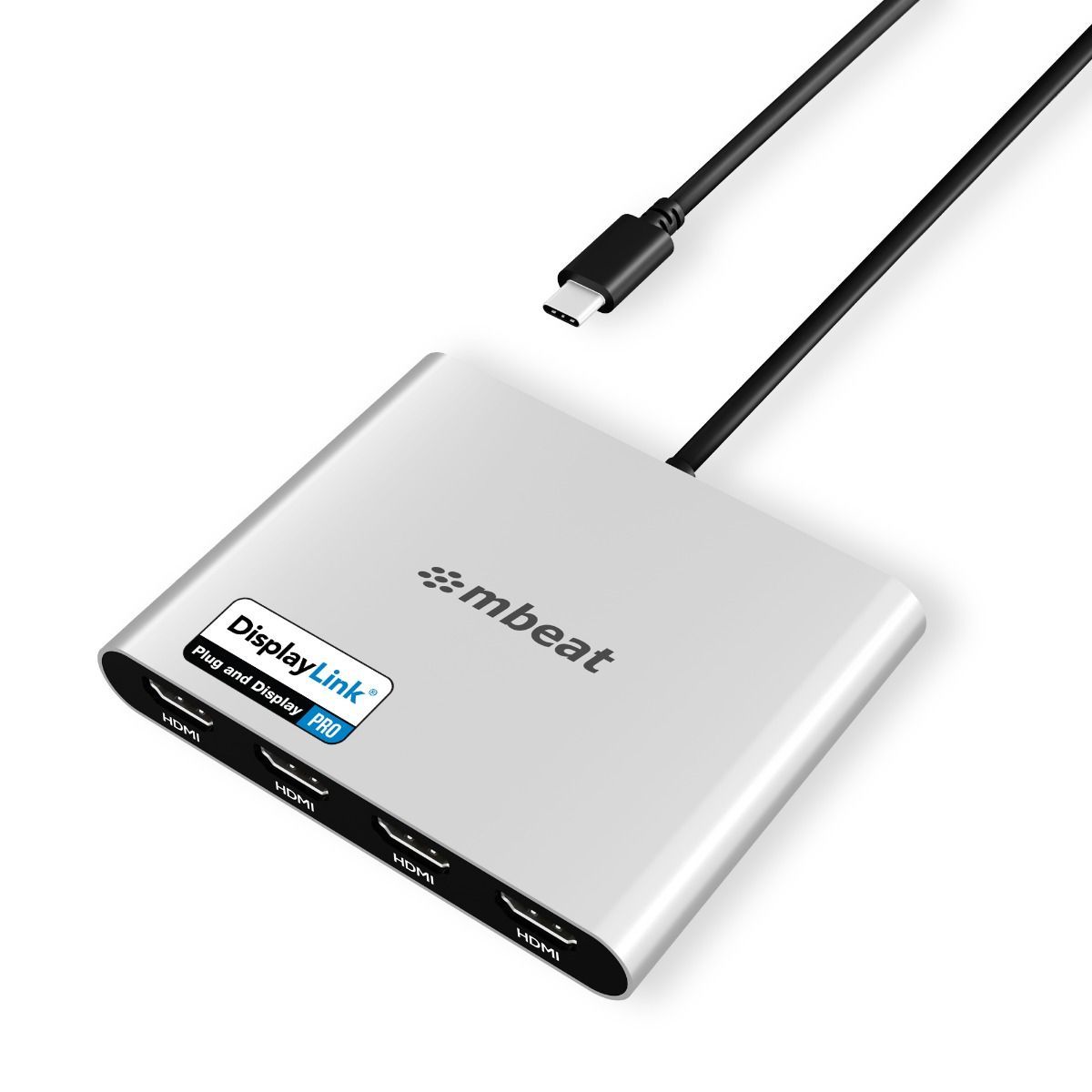 mbeat USB-C Quad 4K HDMI DisplayLink Adapter with PD Pass-through V186-MB-DLA-CQ4H