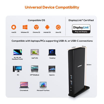 mbeat USB-C/A Dual HDMI DisplayLink Docking Station V186-MB-DOCK-DLD20