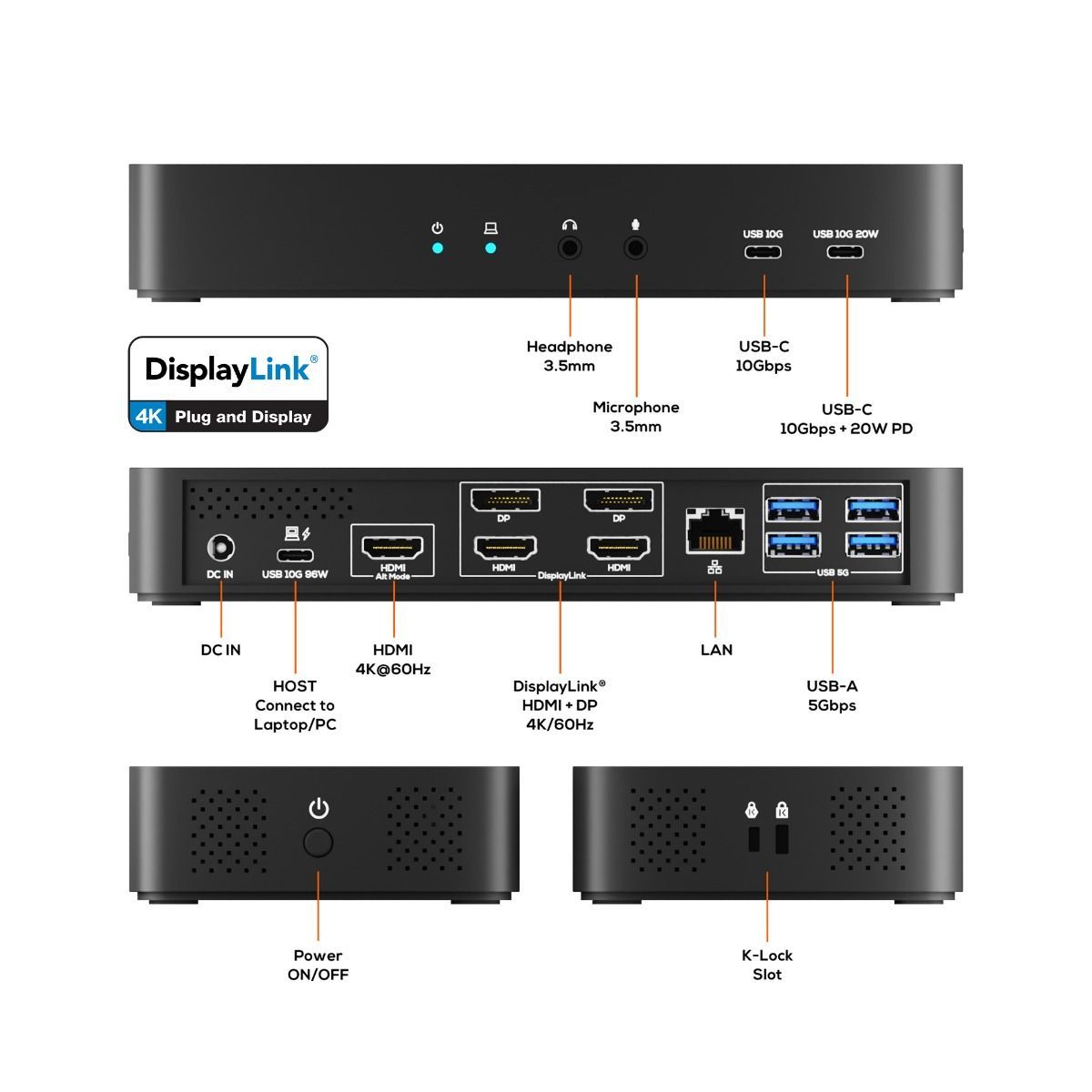 mbeat USB-C Triple 4K Display Docking Station (DisplayLink + HDMI-ALT) V186-MB-DOCK-HDL18
