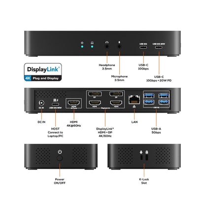mbeat USB-C Triple 4K Display Docking Station (DisplayLink + HDMI-ALT) V186-MB-DOCK-HDL18
