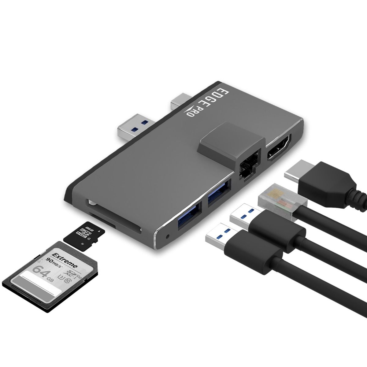 mbeat Edge Pro Multifunction USB- C Hub with LAN for Microsoft Surface Pro Gen 5/6 V186-MB-EGE-P68GRY