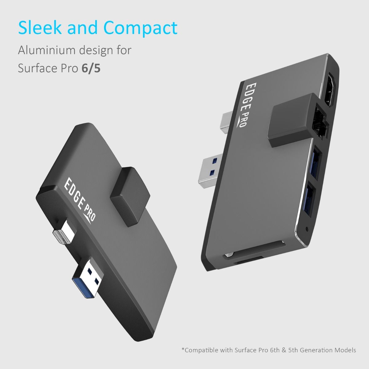 mbeat Edge Pro Multifunction USB- C Hub with LAN for Microsoft Surface Pro Gen 5/6 V186-MB-EGE-P68GRY