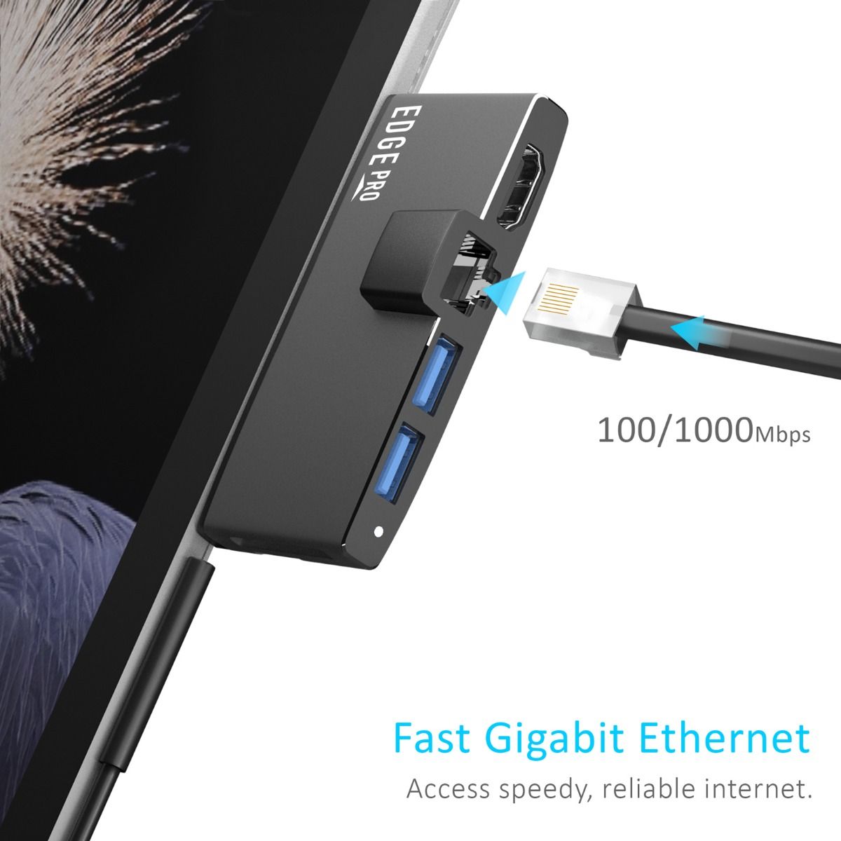 mbeat Edge Pro Multifunction USB- C Hub with LAN for Microsoft Surface Pro Gen 5/6 V186-MB-EGE-P68GRY