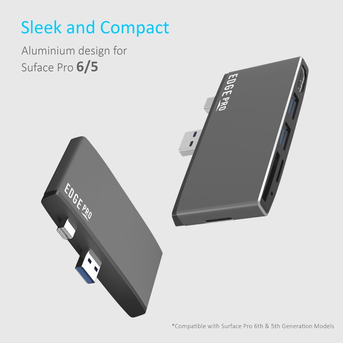 mbeat Edge Pro Multifunction USB- C Hub for Microsoft Surface Pro Gen 5/6 V186-MB-EGE-P78GRY