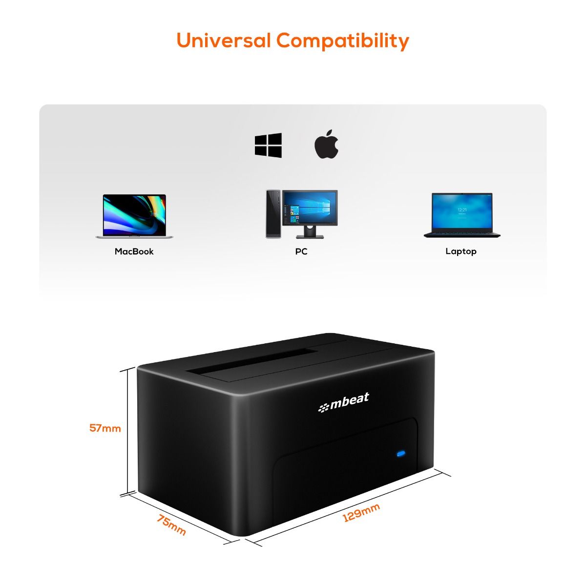 mbeat D1 USB 3.0 3.5" & 2.5" SATA HDD Docking Station - Black V186-MB-HDD-235D1K