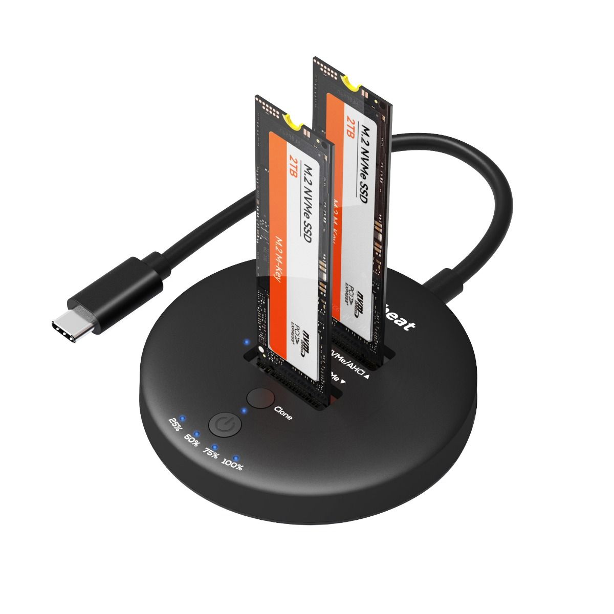 mbeat H3 USB 3.2 Gen2x2 20Gbps Dual M.2 NVMe SSD Dock with Clone Duplicator (Black) V186-MB-HDD-M2H3CL