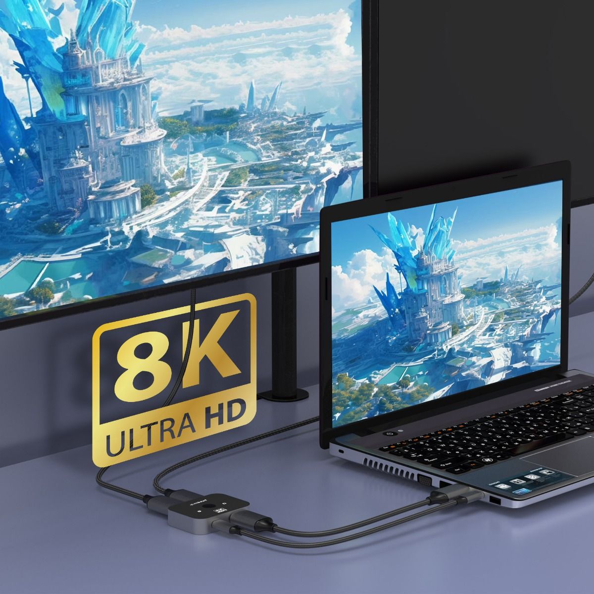 mbeat 8K Bi-directional HDMI 2.1 Switch 2 In 1 Out/1 In 2 Out V186-MB-HDMI-SW8K21