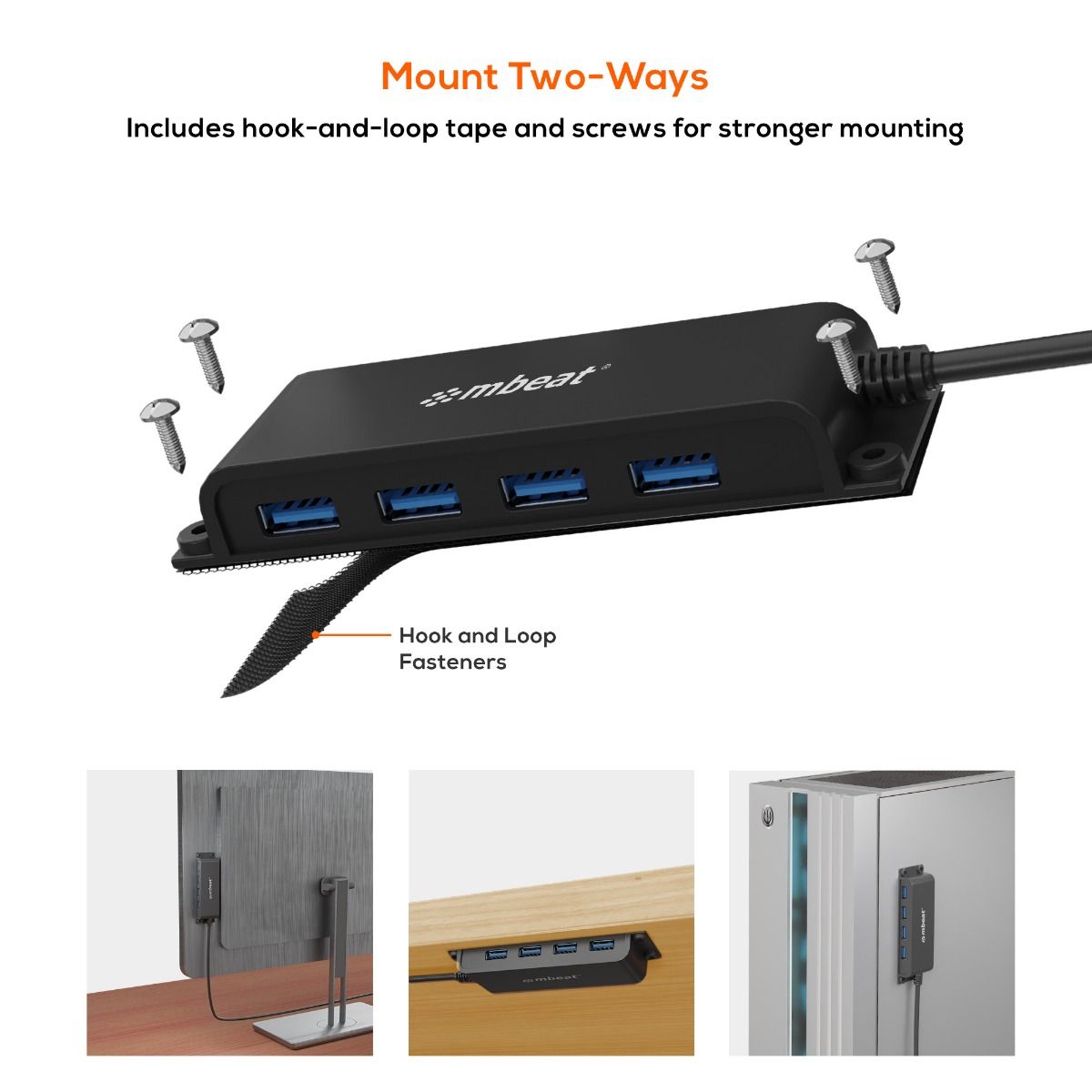 mbeat Mountable 4-Port USB-C Hub V186-MB-HUB-E04