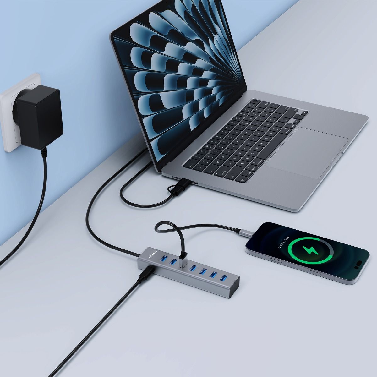 mbeat 7-Port USB Hub with Dual USB-A & USB-C Connector V186-MB-HUB788