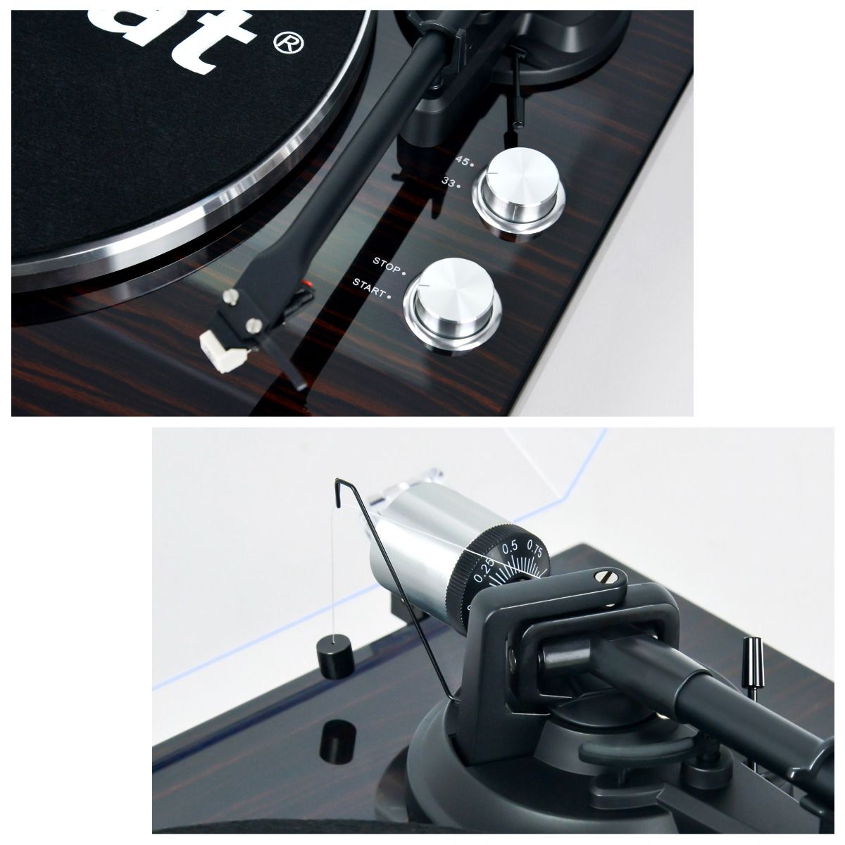 mbeat Hi-Fi Bluetooth Turntable (MMC, USB, Anti-skating, Preamplifier) - Macassar Ebony V186-MB-PT-18K