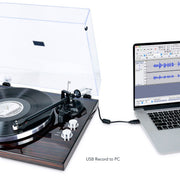 mbeat Hi-Fi Bluetooth Turntable (MMC, USB, Anti-skating, Preamplifier) - Macassar Ebony V186-MB-PT-18K