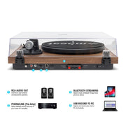 mbeat Hi-Fi Turntable with Bookshelf Speakers and Bluetooth Streaming V186-MB-PT-28
