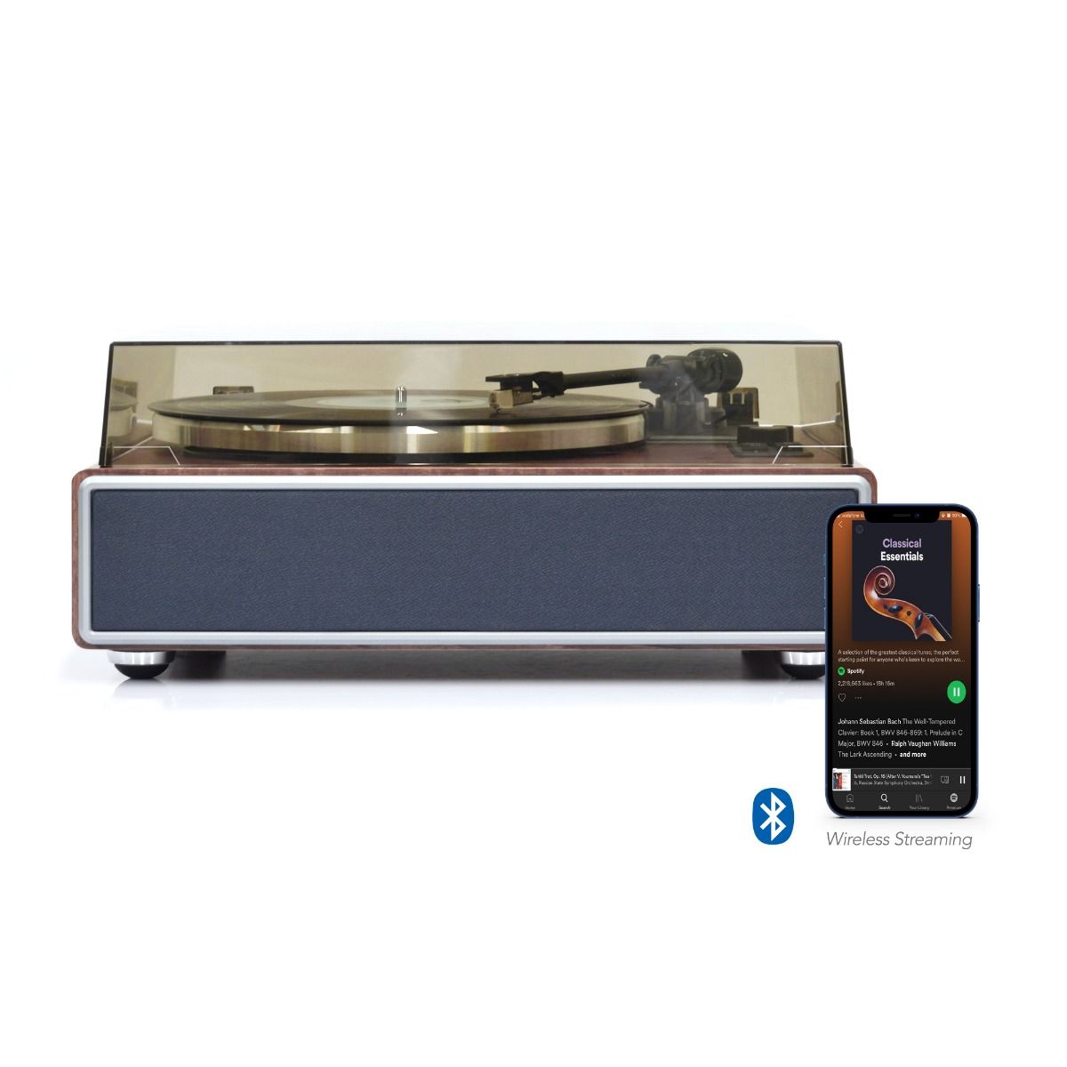 mbeat Hi-Fi Turntable with Built-In Bluetooth Receiving Speaker V186-MB-PT-38AWT