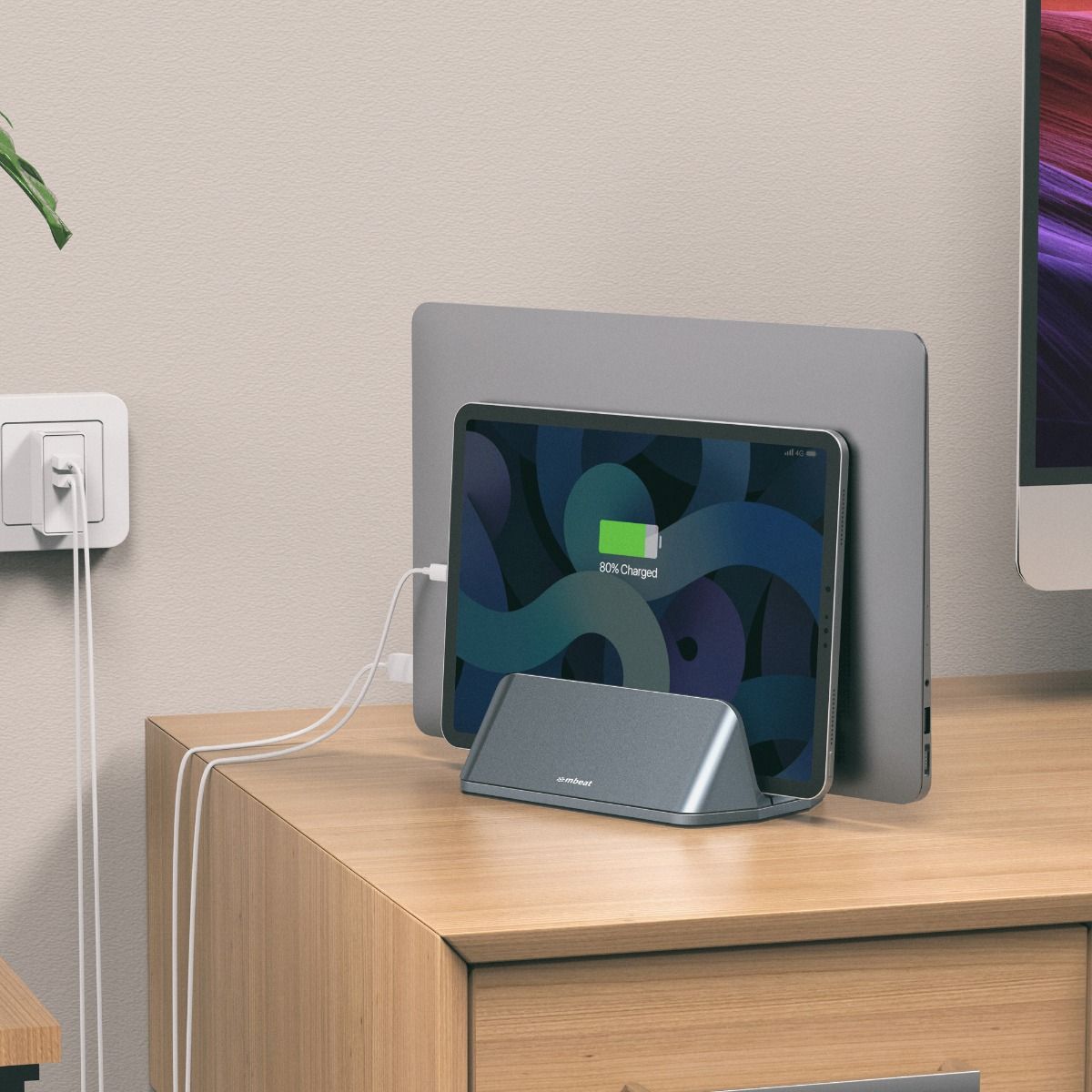mbeat Stage S5 Adjustable Dual Bay Tablet, Laptop and MacBook Vertical Stand V186-MB-STD-S5GRY