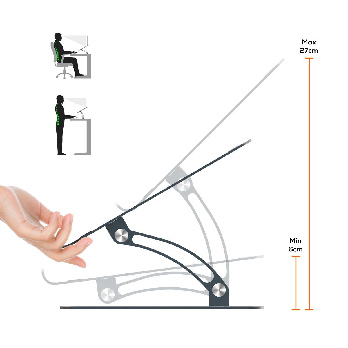 mbeat Stage S6 Adjustable Elevated Laptop and MacBook Stand V186-MB-STD-S6GRY