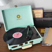 mbeat Woodstock Tiffany Blue Retro Turntable V186-MB-TR89TBL