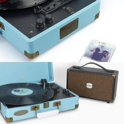 mbeat Woodstock II Sky Blue Retro Bluetooth (TX/RX) Turntable V186-MB-TR96BLU