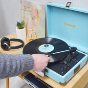 mbeat Woodstock II Sky Blue Retro Bluetooth (TX/RX) Turntable V186-MB-TR96BLU