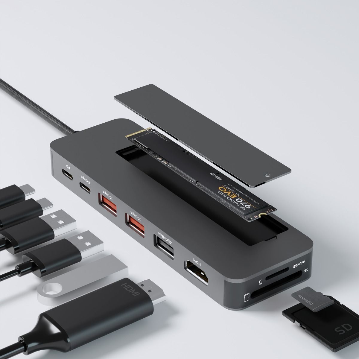 mbeat Elite 9-in-1 USB-C Multiport Hub with Built-in M.2 NVMe SSD Enclosure V186-MB-UCD-HS9