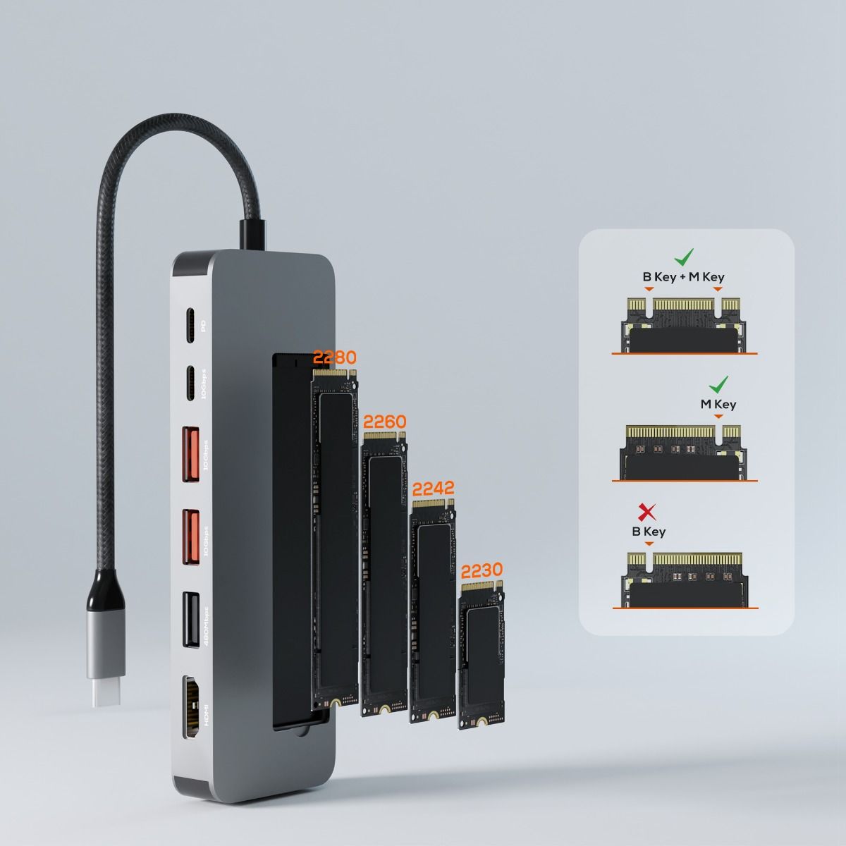 mbeat Elite 9-in-1 USB-C Multiport Hub with Built-in M.2 NVMe SSD Enclosure V186-MB-UCD-HS9