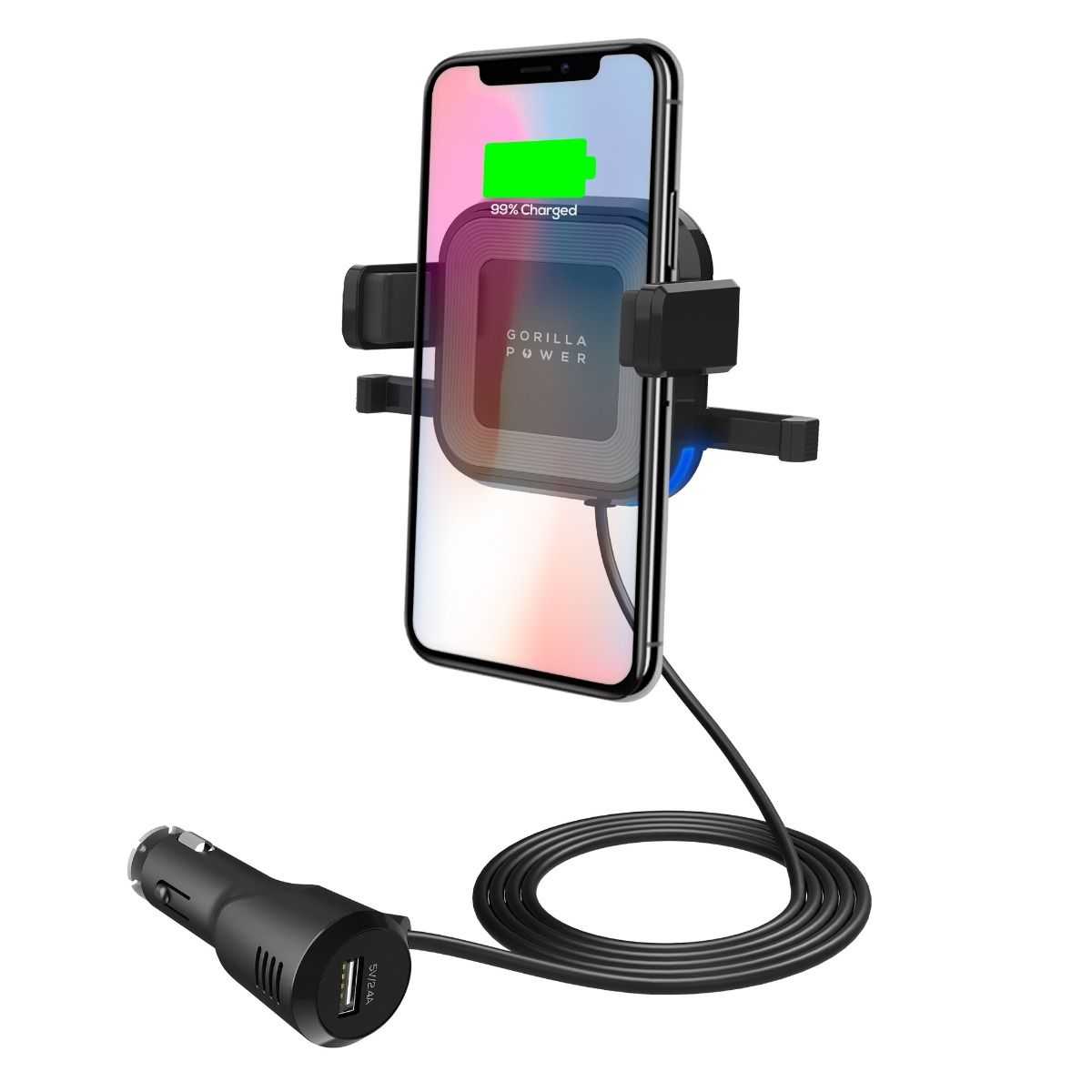 mbeat Gorilla Power 10W Wireless Car Charger With 2.4A USB Charging, Air Vent Clip & Windshield Stand V186-MB-WCS-02