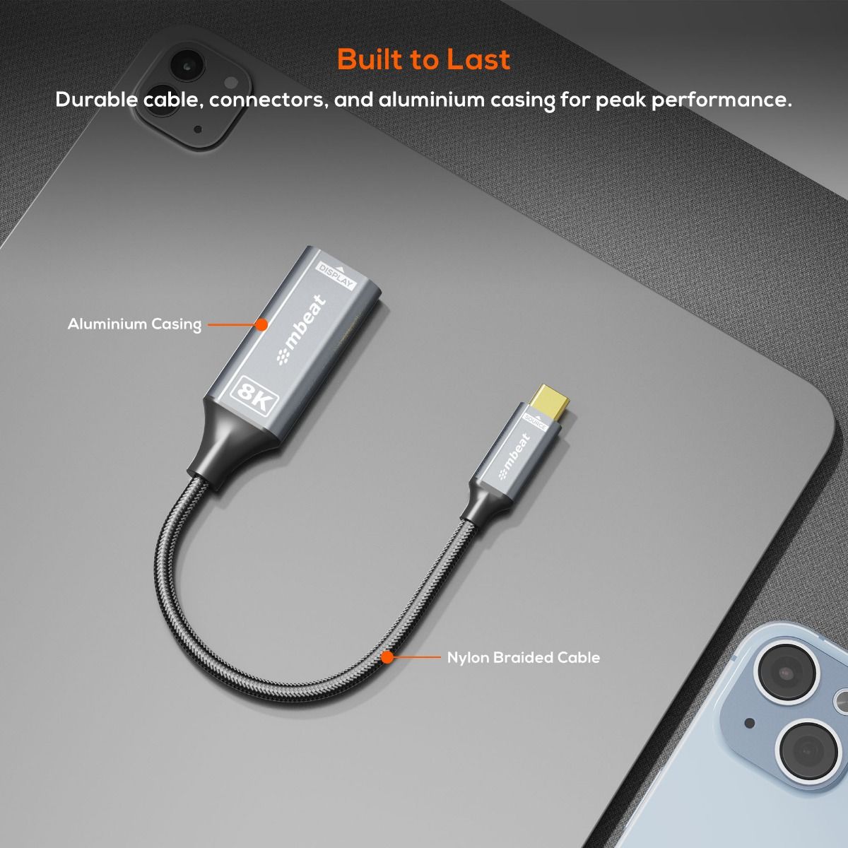 mbeat Tough Link 8K USB-C to DP Adapter - Space Grey V186-MB-XAD-8KCDP