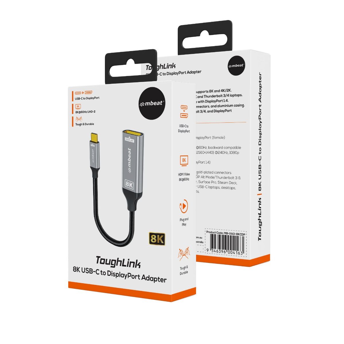 mbeat Tough Link 8K USB-C to DP Adapter - Space Grey V186-MB-XAD-8KCDP