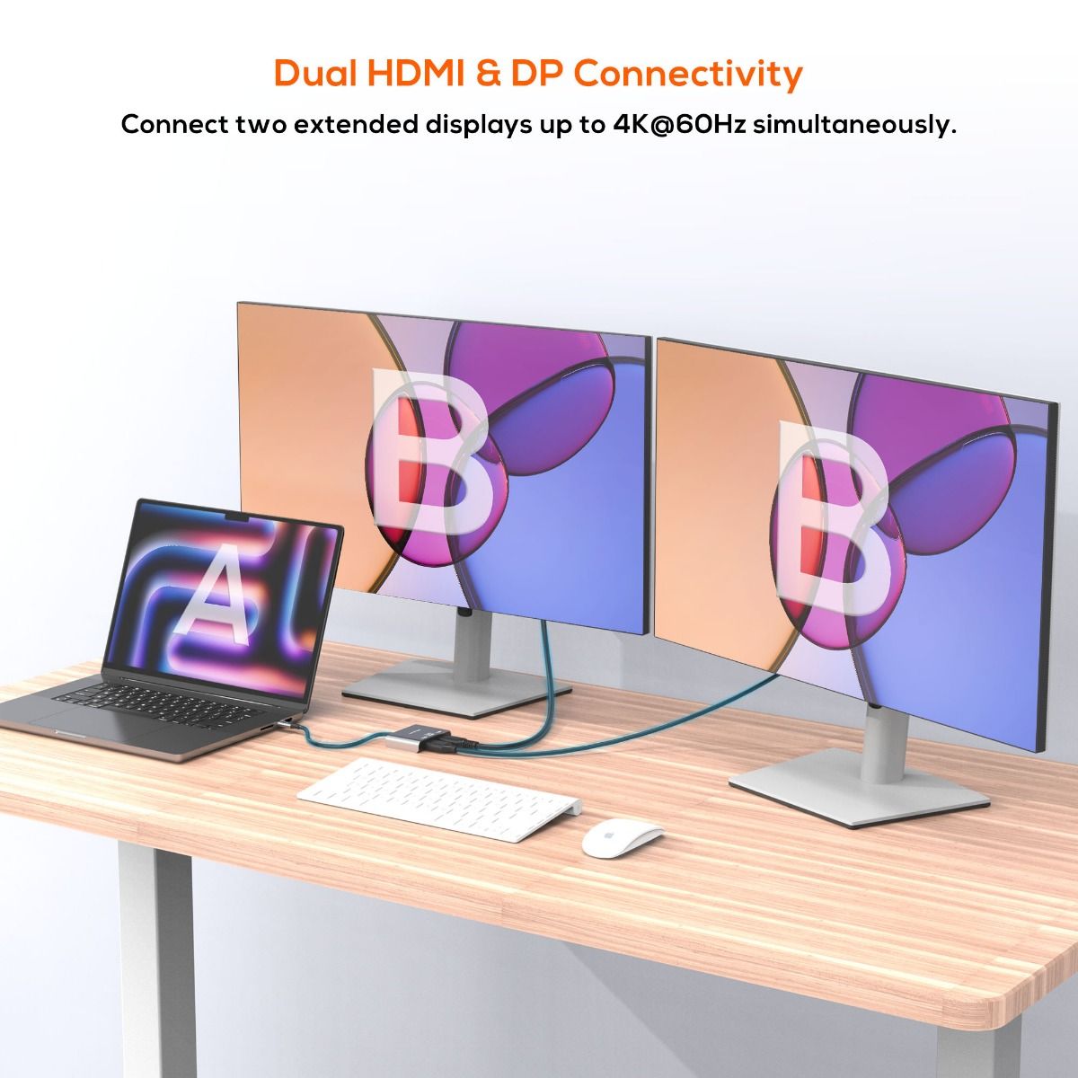 mbeat Tough Link USB-C to DP&HDMI Dual 4K/60Hz MST Adapter - Space Grey V186-MB-XAD-C2DPHD