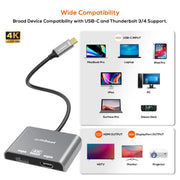 mbeat Tough Link USB-C to DP&HDMI Dual 4K/60Hz MST Adapter - Space Grey V186-MB-XAD-C2DPHD