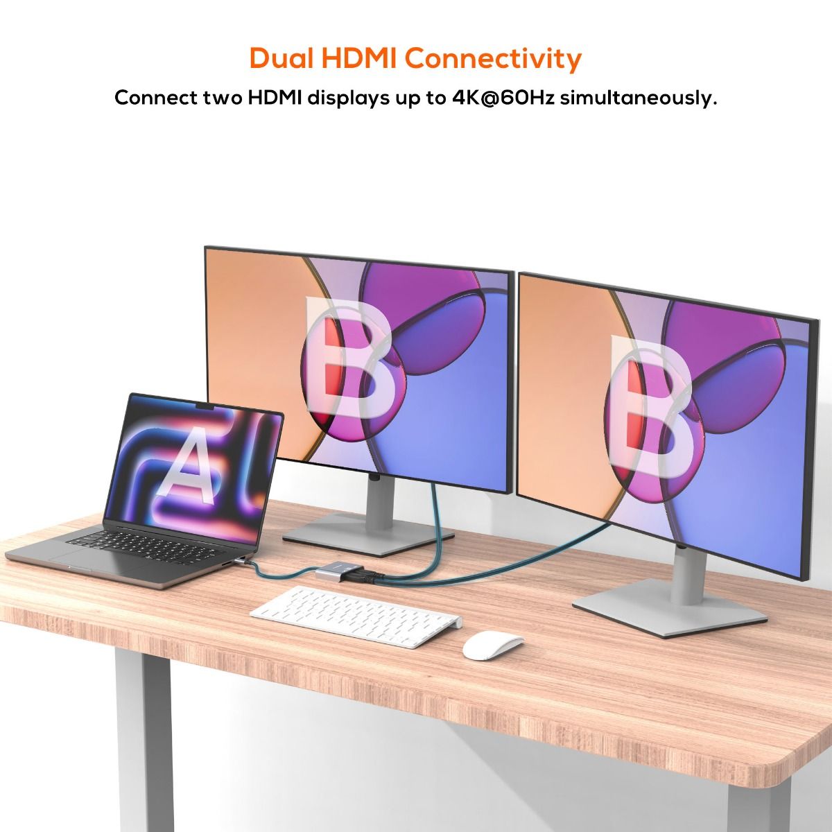 mbeat Tough Link USB-C to Dual 4K/60Hz HDMI MST Adapter - Space Grey V186-MB-XAD-C2HDM