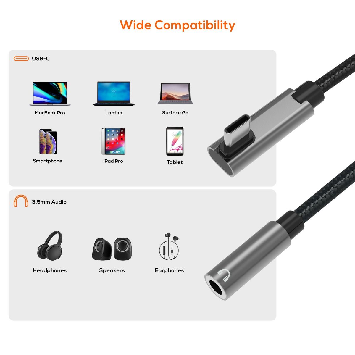 mbeat Elite USB-C to 3.5 Audio Adapter - Space Grey V186-MB-XAD-C35AUX