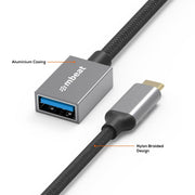 mbeat Tough Link USB-C to USB 3.0 Adapter with Cable - Space Grey V186-MB-XAD-CU30