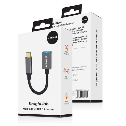 mbeat Tough Link USB-C to USB 3.0 Adapter with Cable - Space Grey V186-MB-XAD-CU30