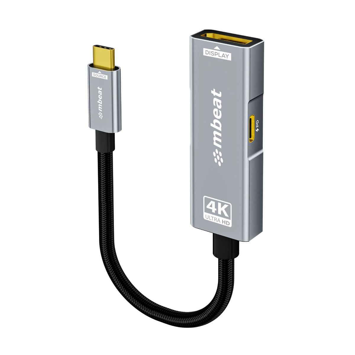 mbeat Tough Link USB-C to DP Adapter with 100W PD - Space Grey V186-MB-XAD-PCDP