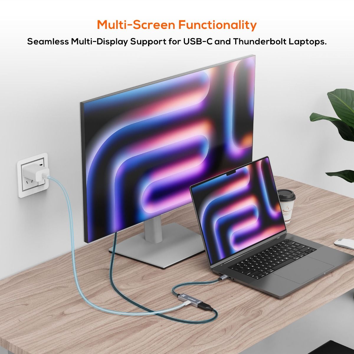 mbeat Tough Link USB-C to DP Adapter with 100W PD - Space Grey V186-MB-XAD-PCDP