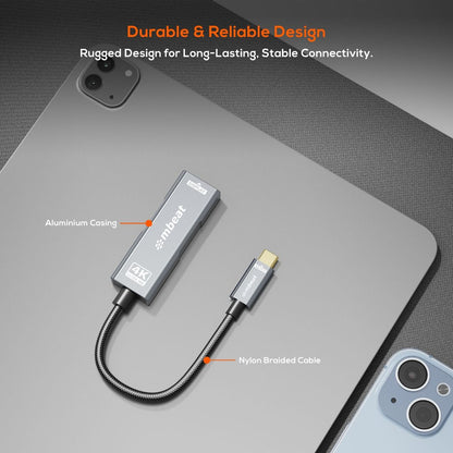 mbeat Tough Link USB-C to DP Adapter with 100W PD - Space Grey V186-MB-XAD-PCDP