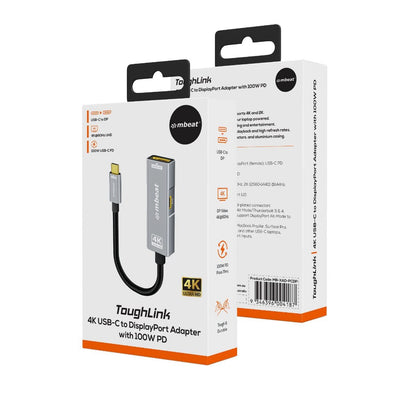 mbeat Tough Link USB-C to DP Adapter with 100W PD - Space Grey V186-MB-XAD-PCDP