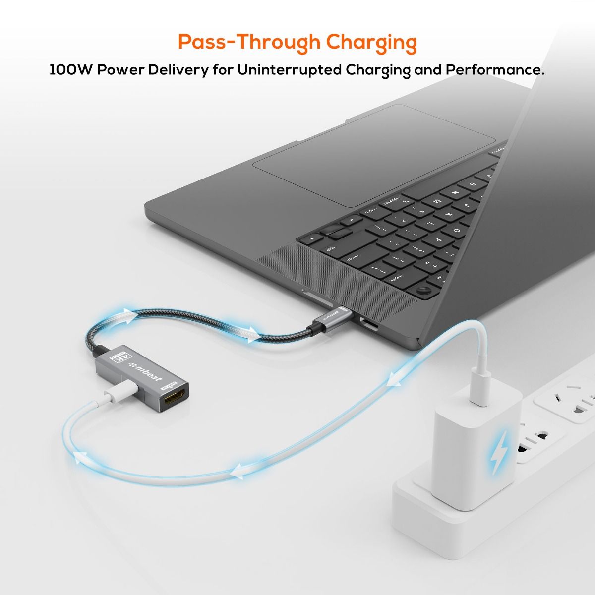 mbeat Tough Link USB-C to HDMI Adapter with 100W PD - Space Grey V186-MB-XAD-PCHD